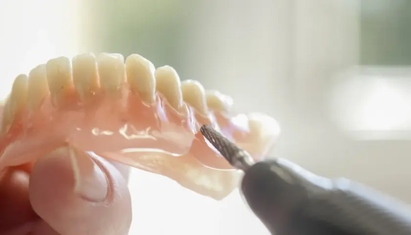 Precyzyjne dopasowanie protezy acetalowej przez technika dentystycznego.